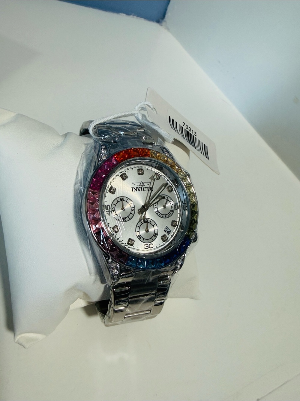 Invicta Men’s Silver Chronograph Watch with Rainbow Bezel - Picture 5 of 5